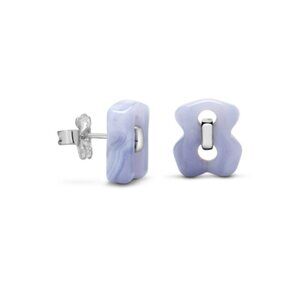 Tous Sterling Silver Cruise Blue Chalcedony Stud Earrings